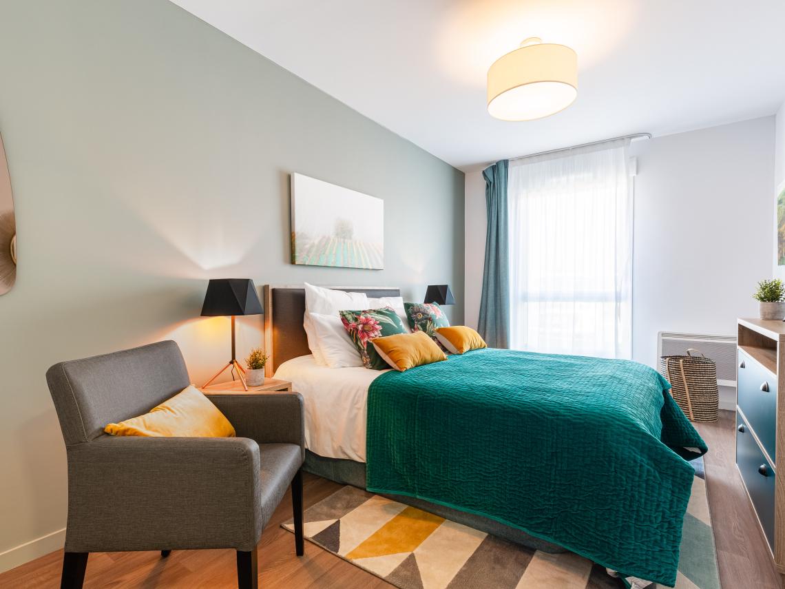 Résidence Seniors Les Girandières Logelbach-Wintzenheim (Colmar) : Appartement deux pièces, chambre