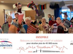  alt="Cap sur le Téléthon 2021, la gigantesque écharpe se transforme en dons et en ponchos solidaires #tricothontousnoscontacts"
