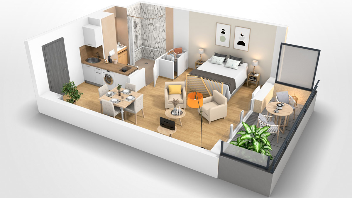 Béatrix by Heurus : Appartement T1 - Résidence services Seniors Béatrix by Heurus