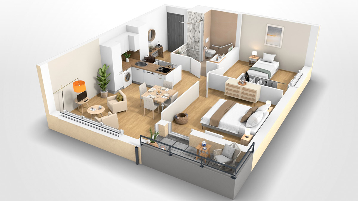 Béatrix by Heurus : Appartement T3 - Résidence services Seniors Béatrix by Heurus