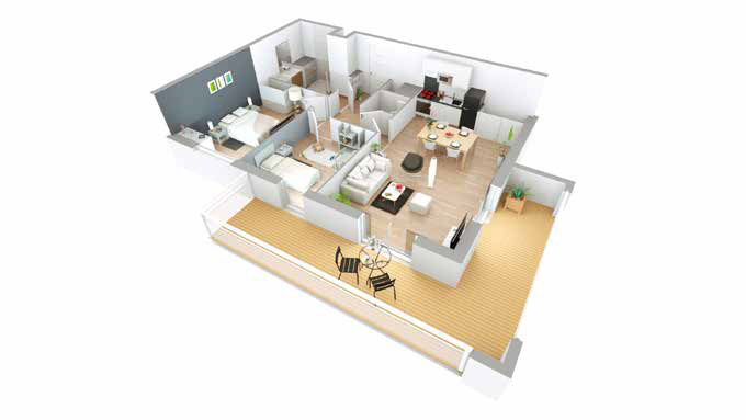 : Vue d'un appartement type T3