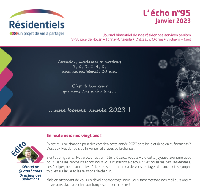 : L'echo des Résidentiels n°95 janvier 2023