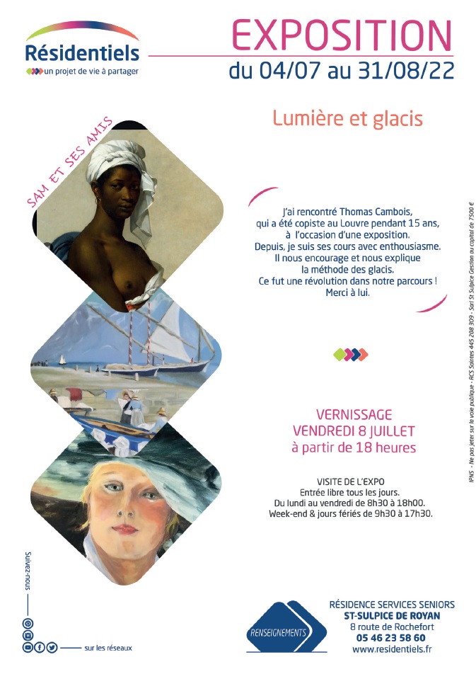 : Exposition temporaire aux Residentiels residence seniors Saint Sulpice de Royan juillet et aout 2022